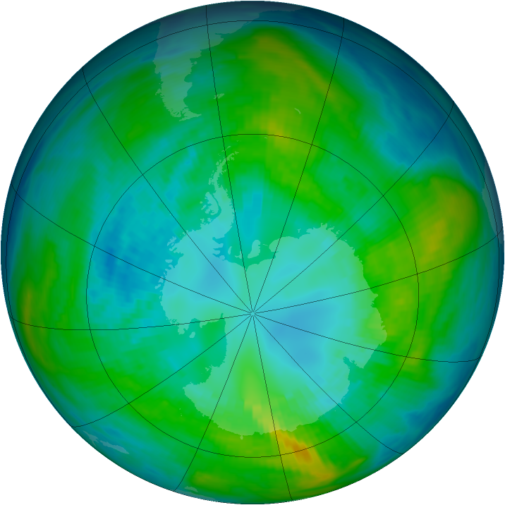 Antarctic ozone map for 16 April 1980